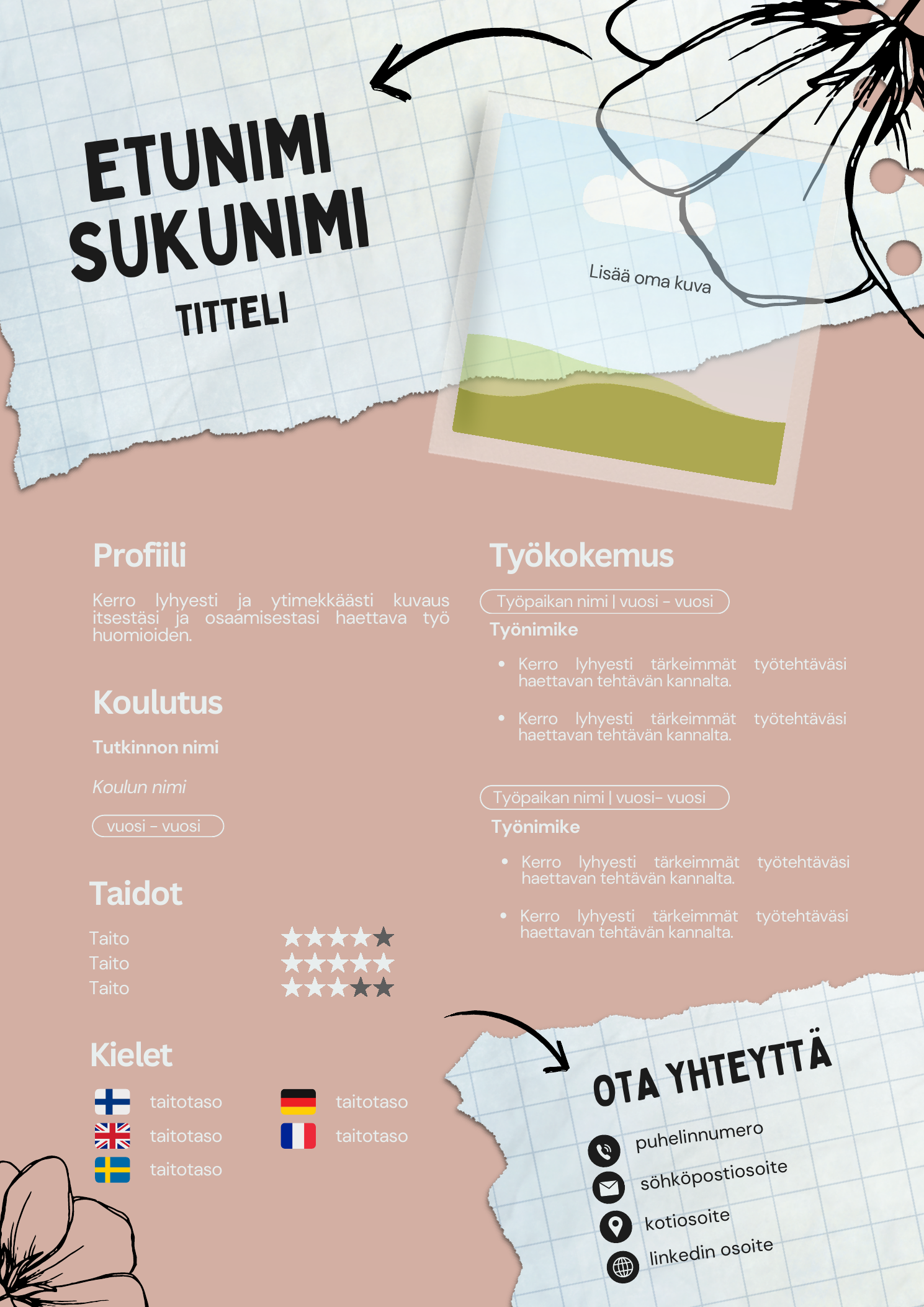 Creative Paper -Canva-CV-pohjan esikatselu