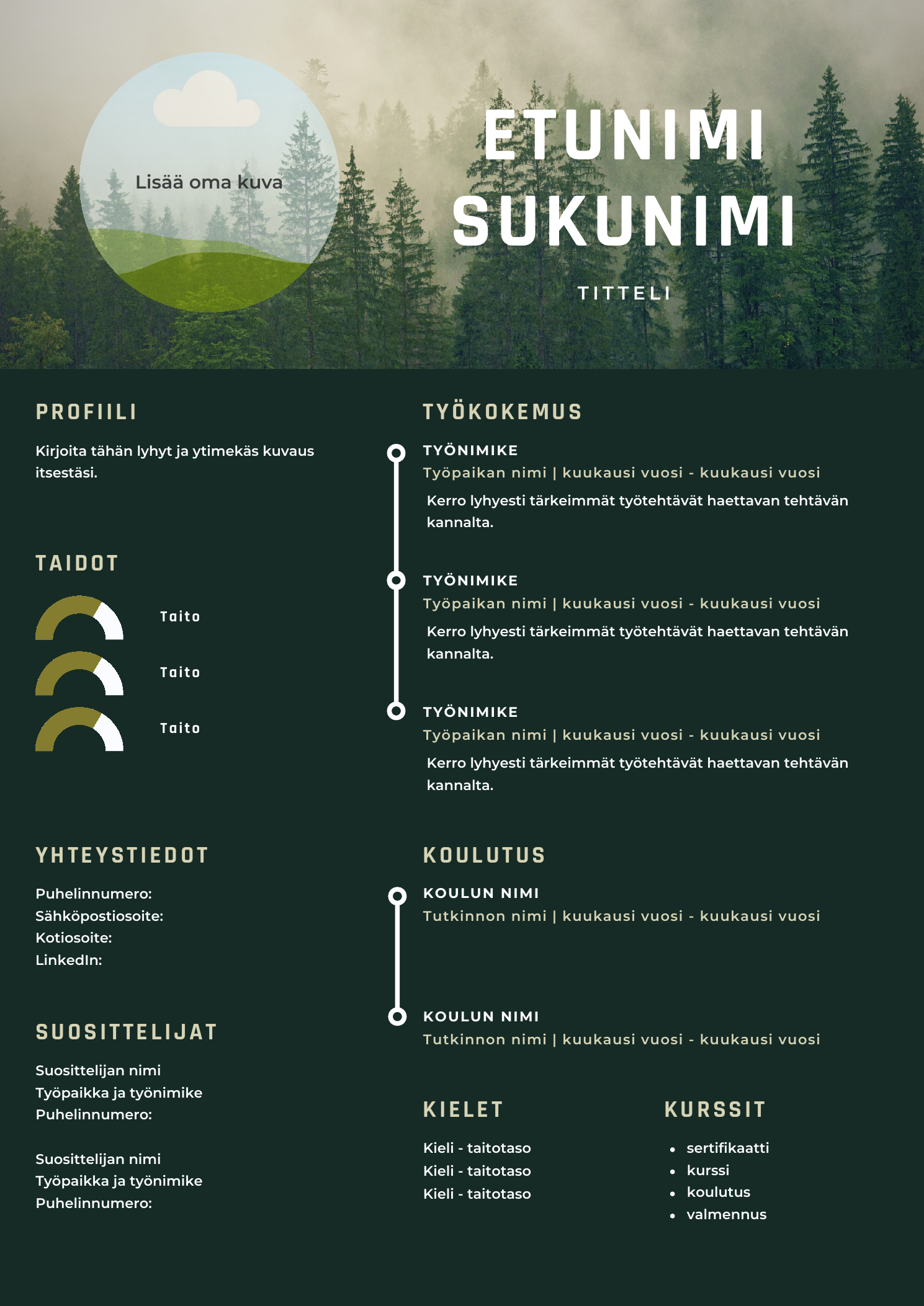 Nordic Forest -Canva-CV-pohjan esikatselu