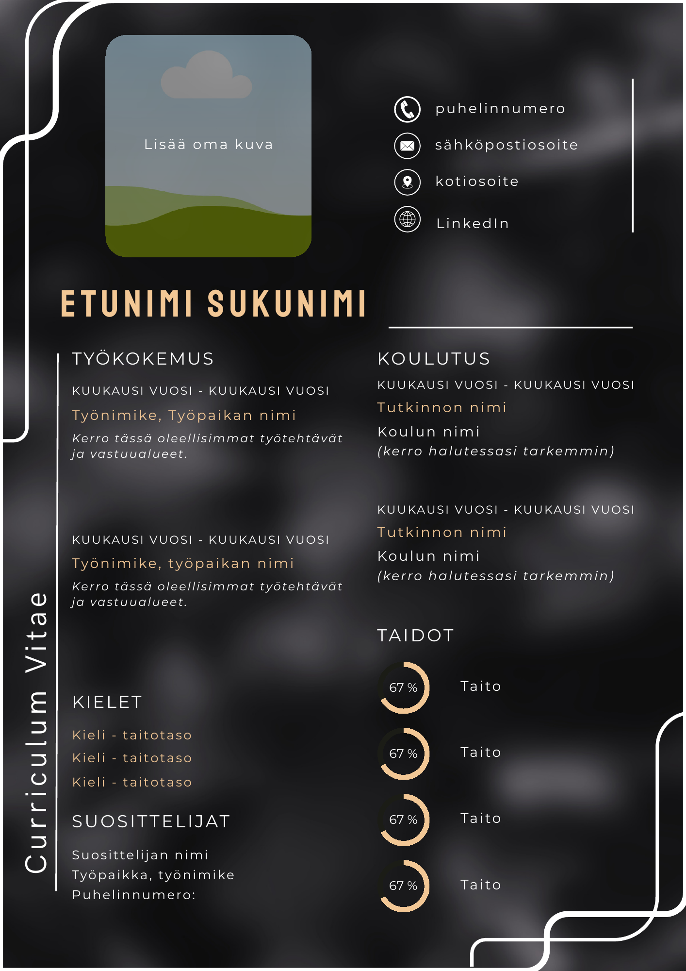 Executive Black -Canva-CV-pohjan esikatselu